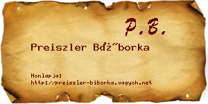 Preiszler Bíborka névjegykártya