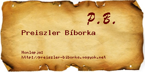 Preiszler Bíborka névjegykártya